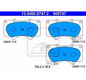 Колодки дискового тормоза ATE 13046057472 на TOYOTA LAND CRUISER PRADO (KDJ15_, GRJ15_) Колодки дискового тормоза ATE 13046057472 на TOYOTA LAND CRUISER PRADO (KDJ15_, GRJ15_)