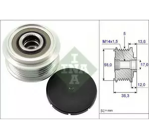 Шкив генератора INA 535018410 на TOYOTA COROLLA Наклонная задняя часть (_E11_) Шкив генератора INA 535018410 на TOYOTA COROLLA Наклонная задняя часть (_E11_)