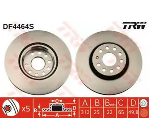 Диск тормозной TRW DF4464S на VW CADDY III фургон (2KA, 2KH, 2CA, 2CH) Диск тормозной TRW DF4464S на VW CADDY III фургон (2KA, 2KH, 2CA, 2CH)