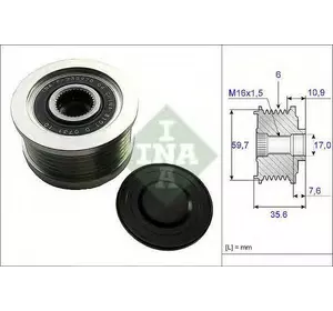 Шкив генератора INA 535004610 на KIA SPORTAGE (JE_, KM_) Шкив генератора INA 535004610 на KIA SPORTAGE (JE_, KM_)