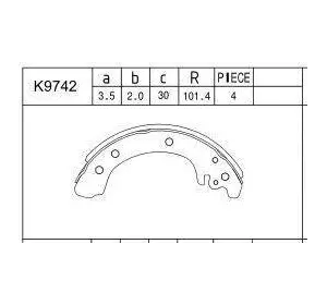 Колодки барабанного тормоза ASIMCO K9742 Колодки барабанного тормоза ASIMCO K9742