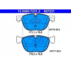 Колодки дискового тормоза ATE 13046072312 на BMW X5 (E70) Колодки дискового тормоза ATE 13046072312 на BMW X5 (E70)