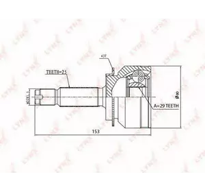 Шрус полуоси H.D.K. MI038A43 Шрус полуоси H.D.K. MI038A43