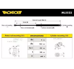 Амортизатор задней (5) двери BMW 51248171480 на BMW 7 седан (E38) Амортизатор задней (5) двери BMW 51248171480 на BMW 7 седан (E38)
