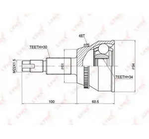 Шрус полуоси H.D.K. TO101A48 Шрус полуоси H.D.K. TO101A48