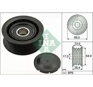 Ролик ремня навесного оборудования INA 532016010 на PORSCHE CAYENNE Ролик ремня навесного оборудования INA 532016010 на PORSCHE CAYENNE